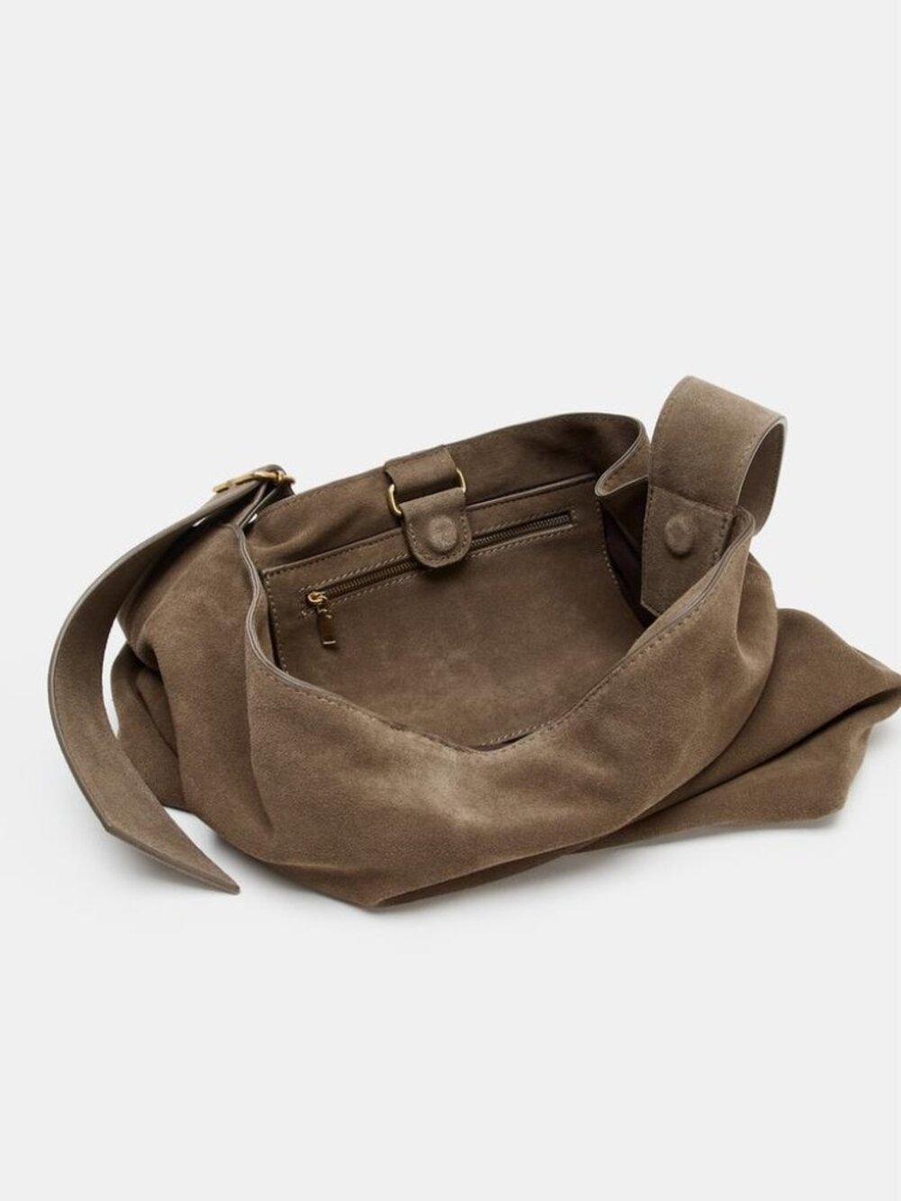 ZARA Maxi Leather Bucket Shoulder Bag, Brown 6076/710/700 NWT $189 - Picture 2 of 5